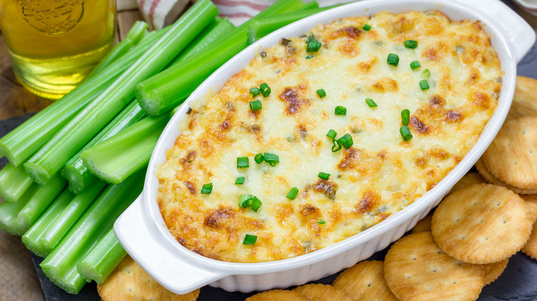 baked cheesy dip in oven dish