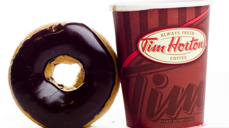 tim horton's coffee and donut