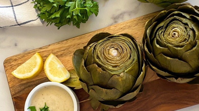 Steamed artichokes