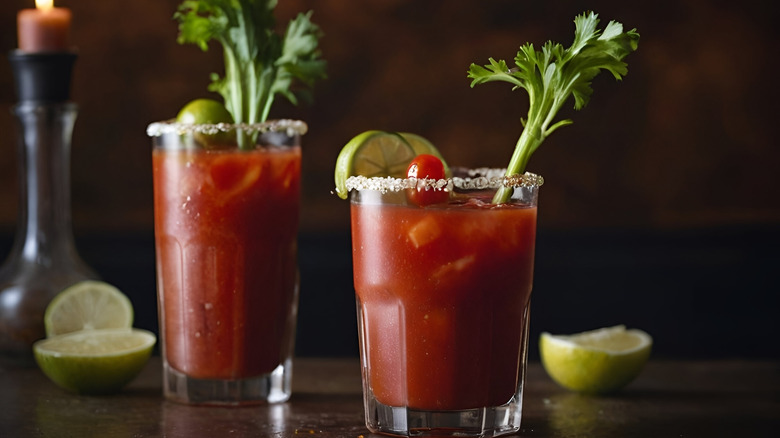 Two Bloody Mary cocktails