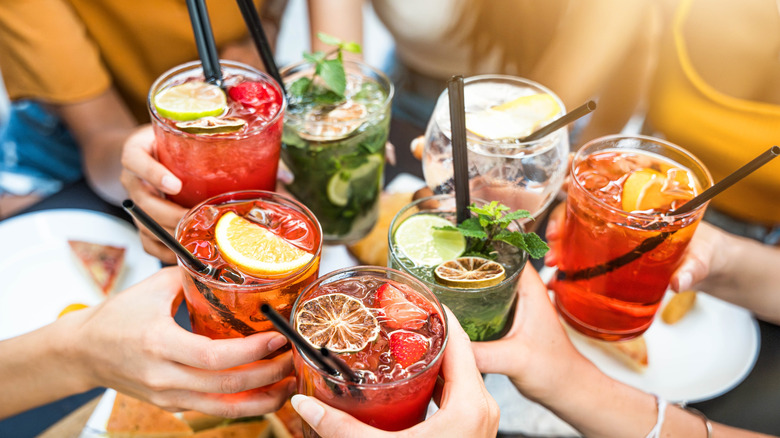 Group of friends with an assortment of different drinks