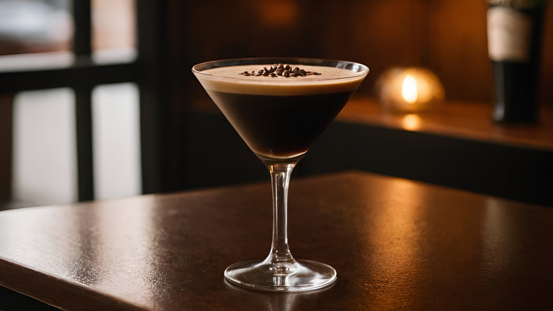 Espresso martini on bar table