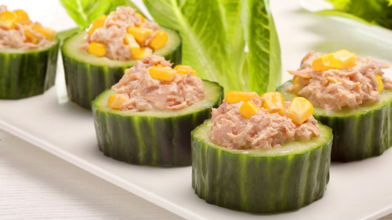 Tuna cucumber snacks