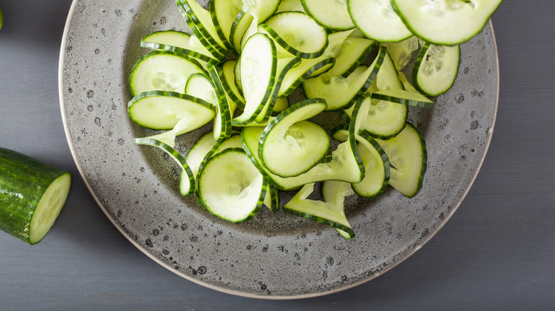 Cucumber spirals in a bowl