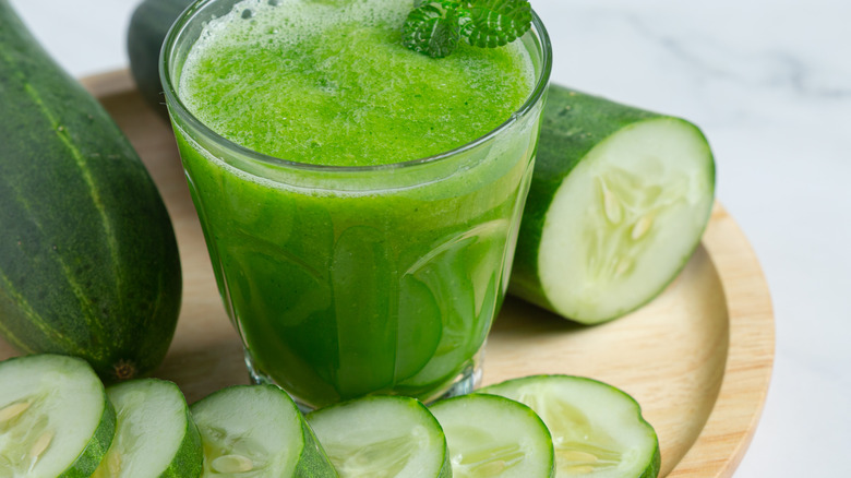 Glass of cucumber juice