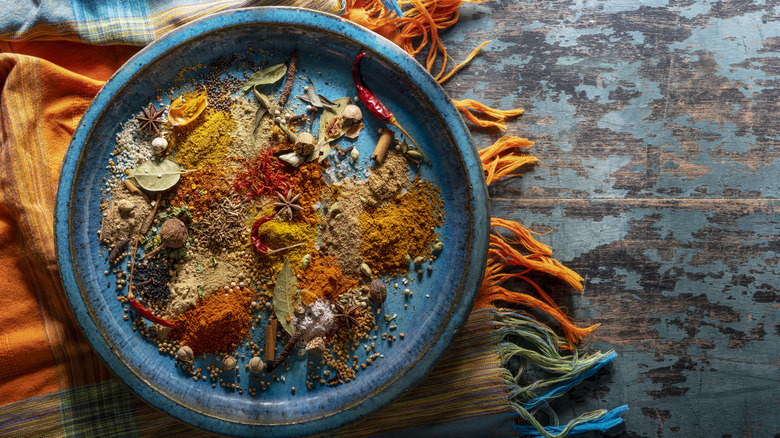 garam masala spice blend on rustic plate