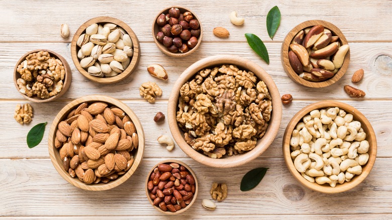 Bowls of different nuts