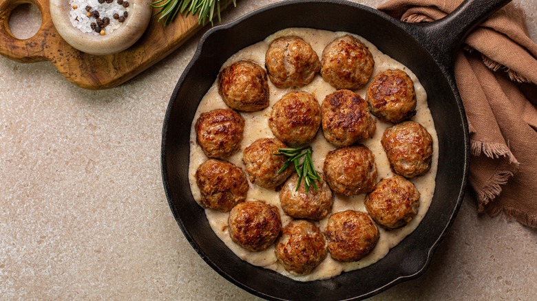 Skillet of Swedish meatballs