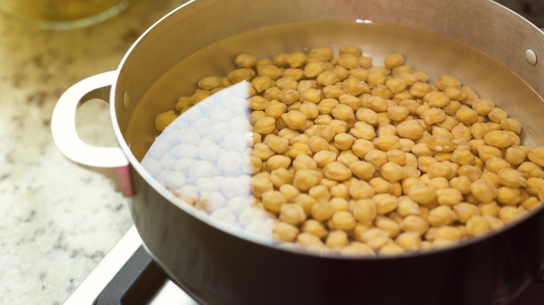 Chickpeas in pan