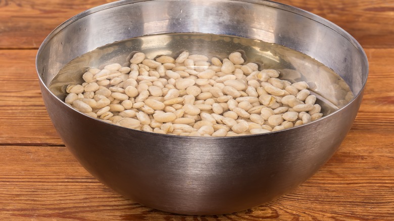 Beans soaking in water