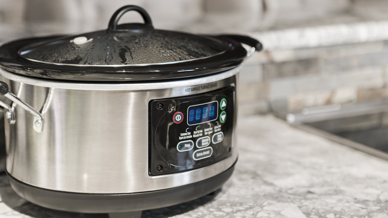 Food cooking in slow cooker