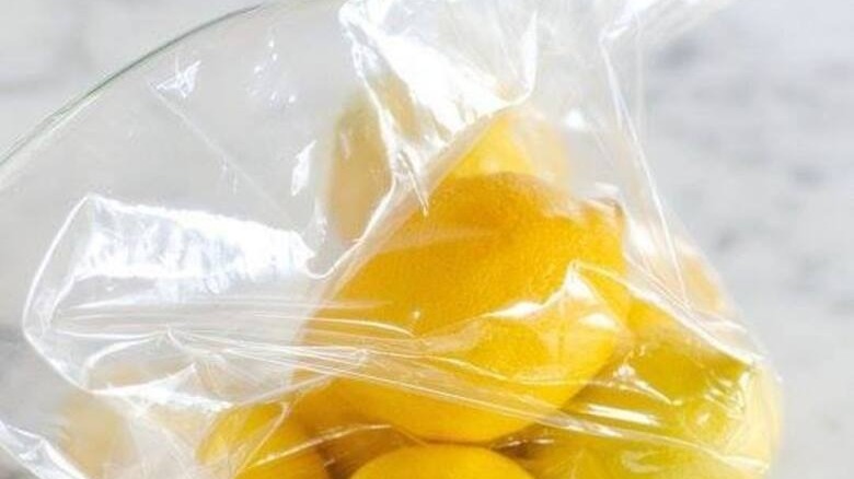Lemons in a plastic bag