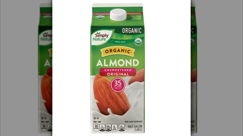 Simply Nature brand unsweetened almond milk