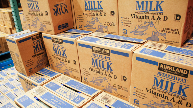 boxes of costco milk jugs