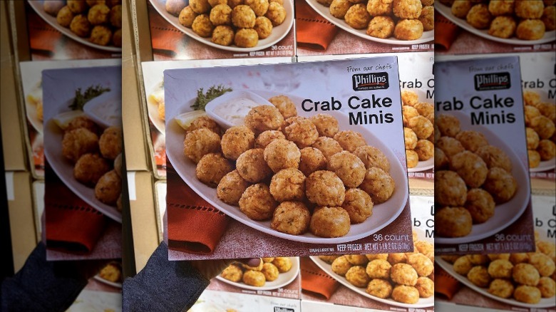 holding box of Frozen crab cakes 