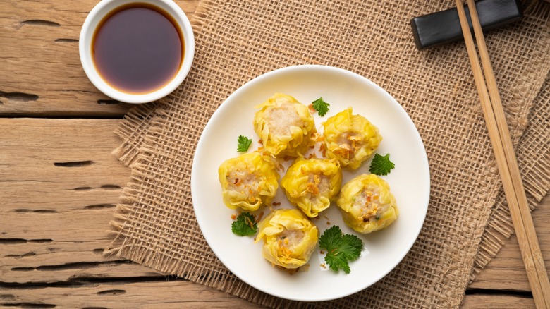 A plate of shumai dumplings