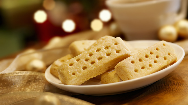 White plate with pieces of shortbread