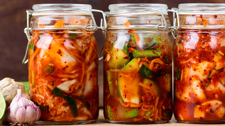 jars of homemade spicy pickle