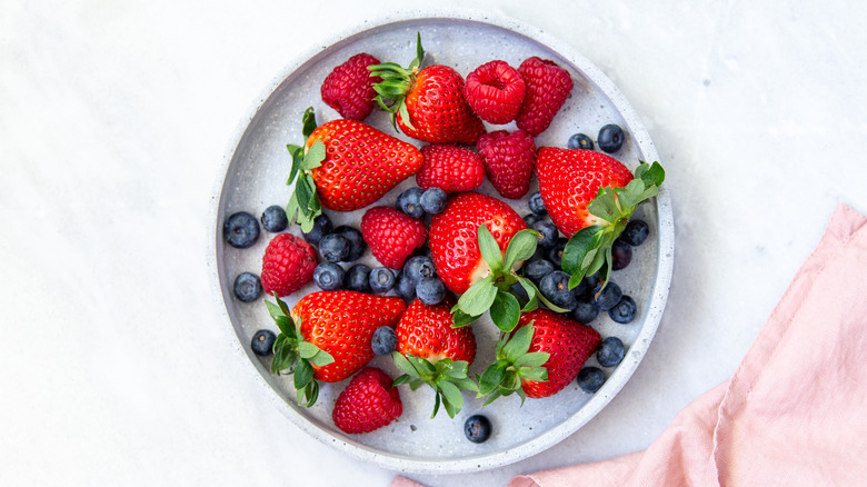 berries on plate