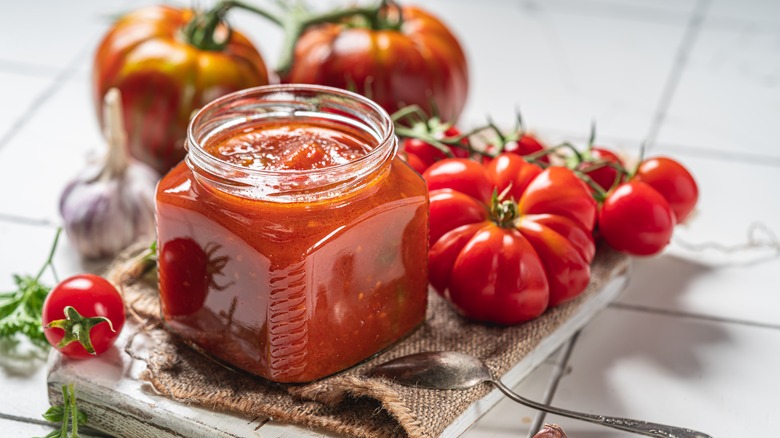 jar of homemade tomato sauce