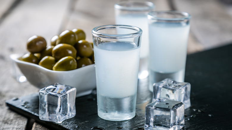 Ouzo in shot glasses