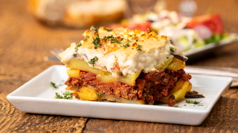 Greek moussaka on plate 