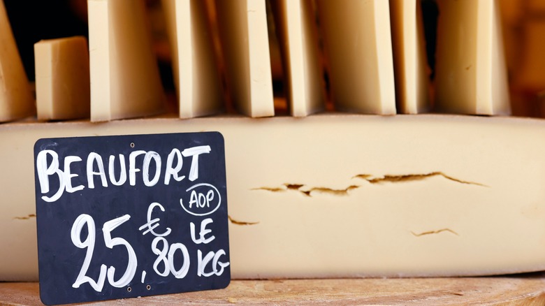 beaufort cheese with price sign