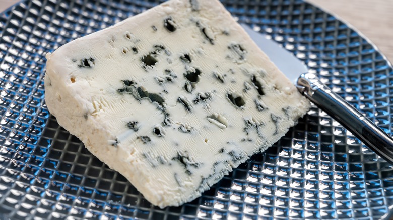 wedge of roquefort cheese