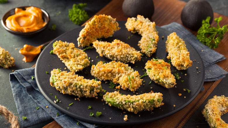air-fried avocado fries with dipping sauce