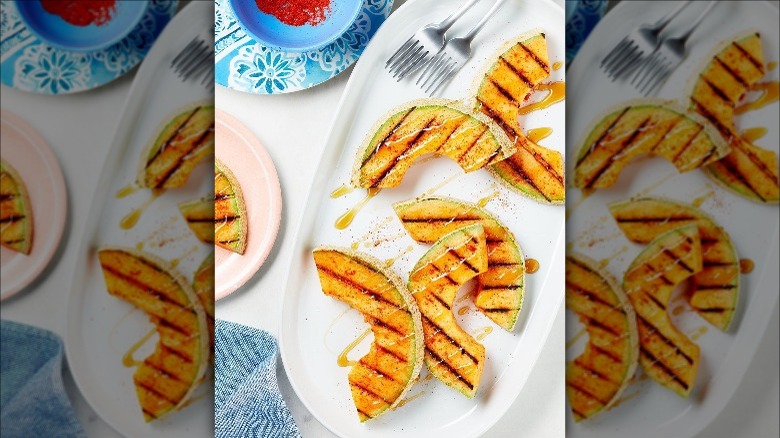 air-fried cantaloupe with cayenne and honey