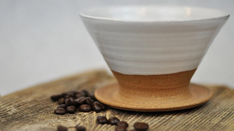 White ceramic coffee pour-over