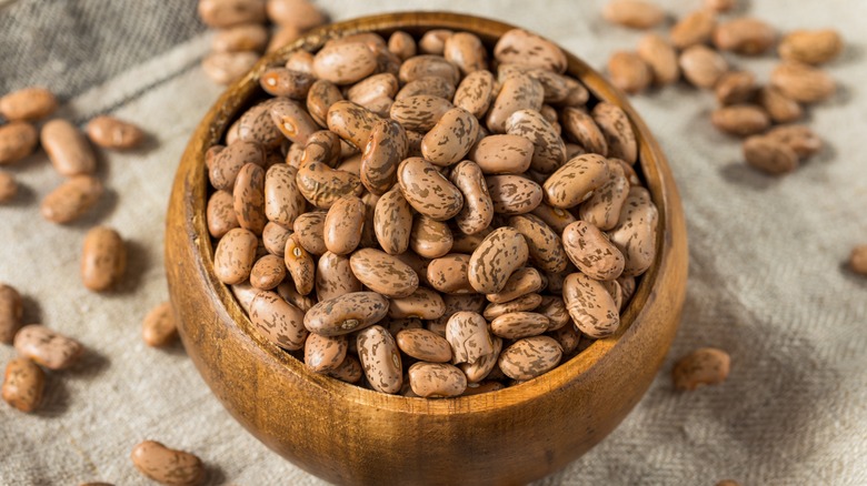 dried pinto beans in bowl