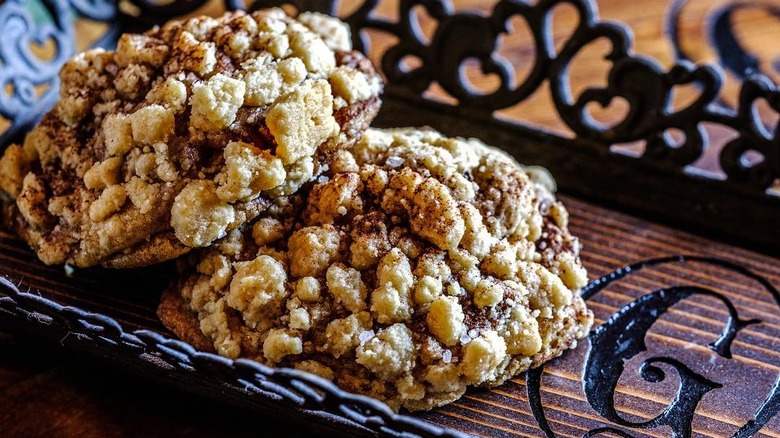 Two coffee cake cookies stacked