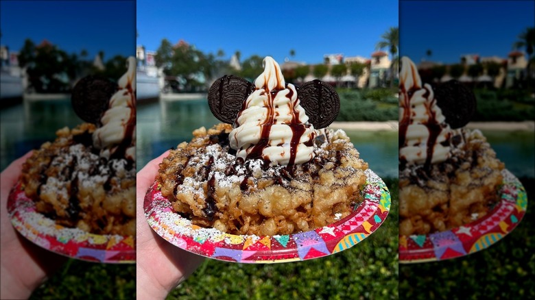 Funnel cake ice cream Mickey Mouse ears