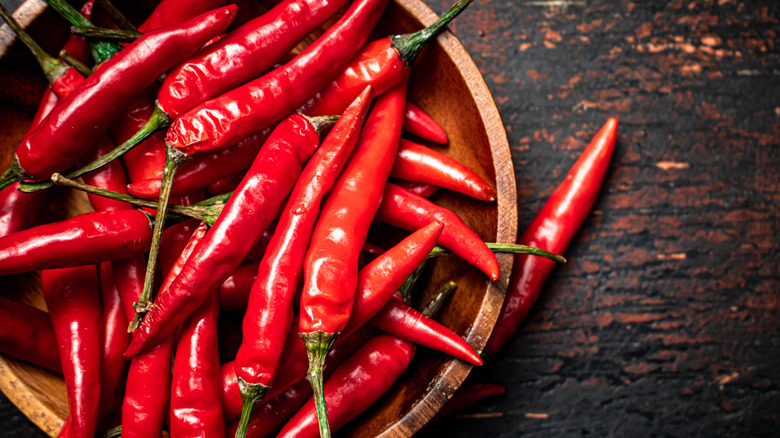 Chili peppers in bowl