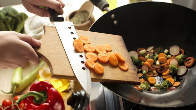 Veggies in wok