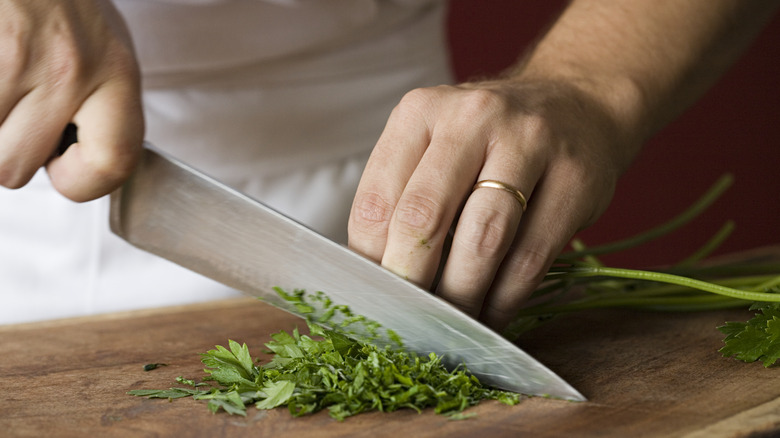 Chopping parsley