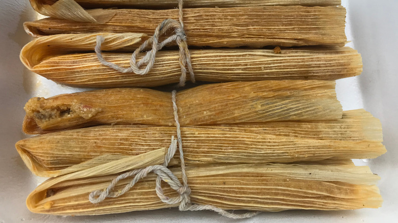 A stack of Delta-style tamales