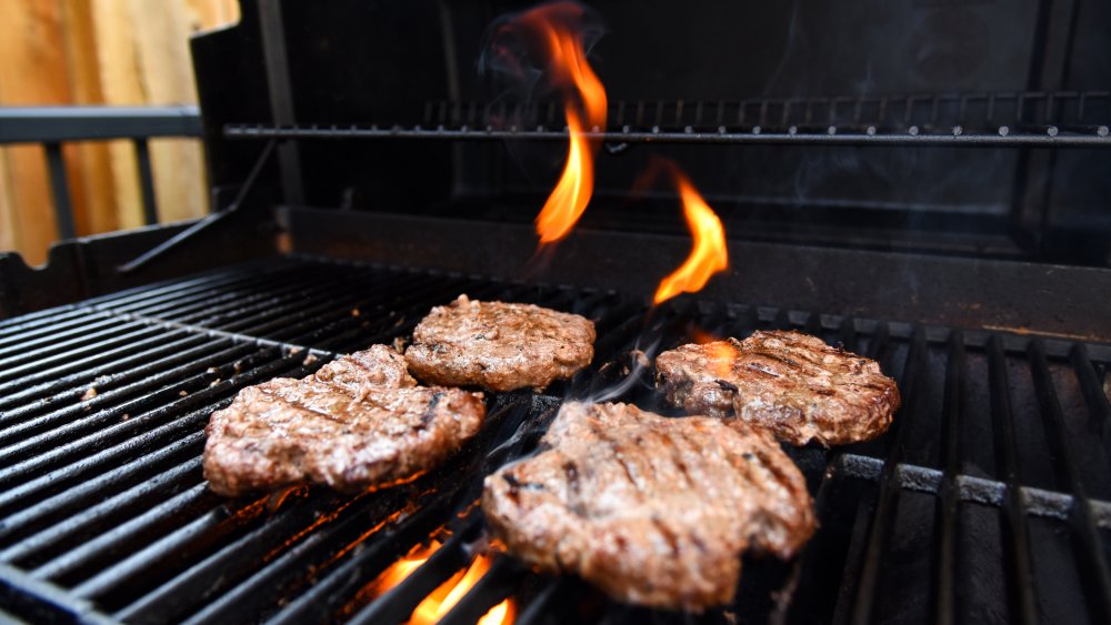 Burgers on grill