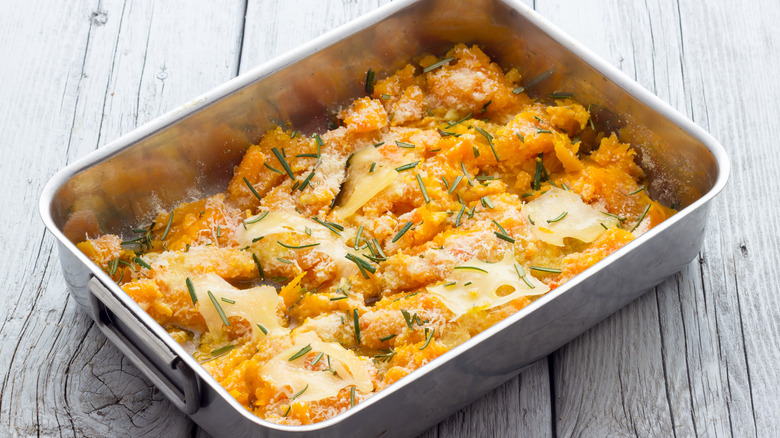 pumpkin casserole in baking dish