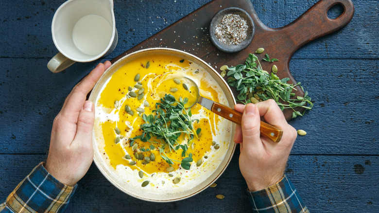 pumpkin soup with herbs