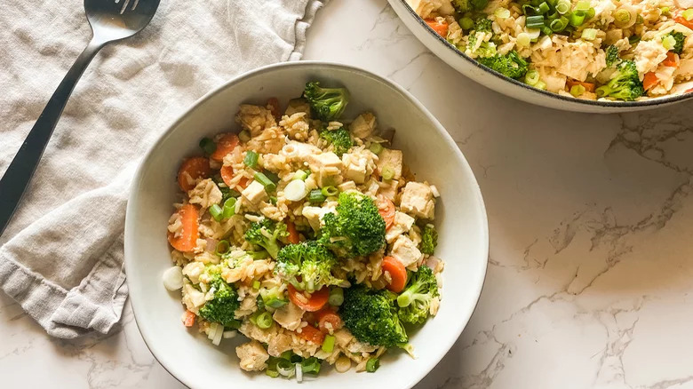 tofu fried rice in a bowl