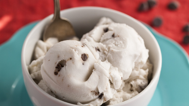 Bowl chocolate chip ice cream