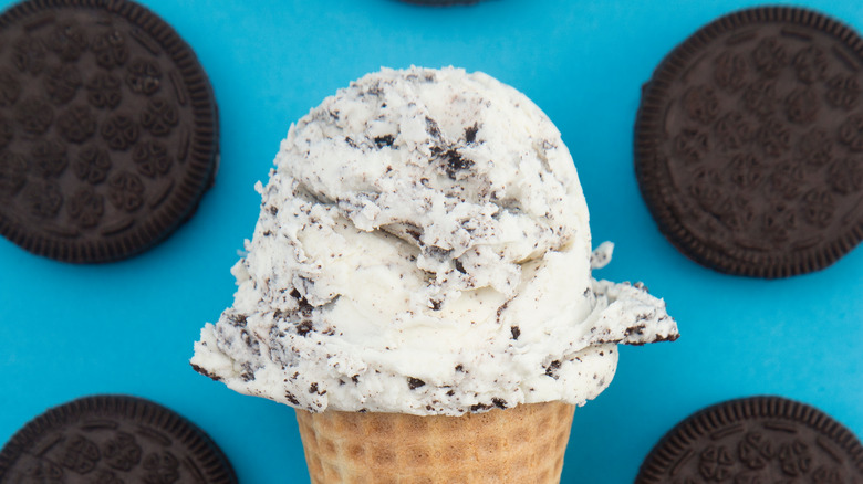 Cookies 'n cream ice cream cone and cookies