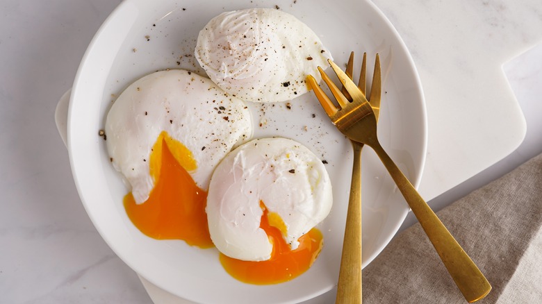 poached eggs on a plate