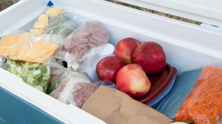 Food packed in a cooler