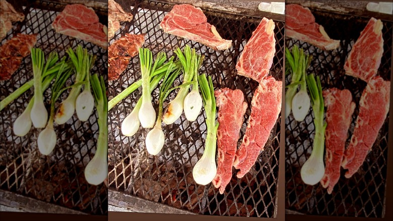 Aguja Norteña steaks on grill