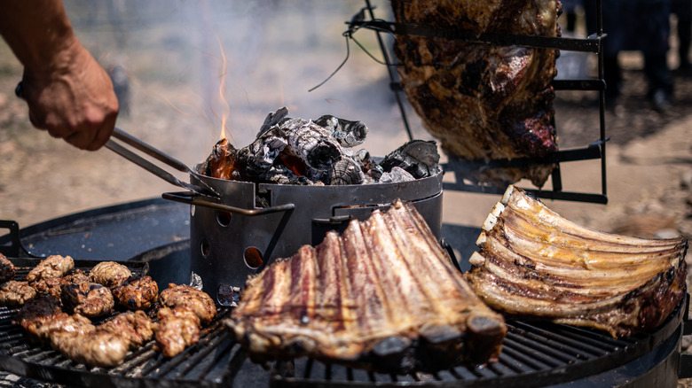 Argentinian asado beef on grill