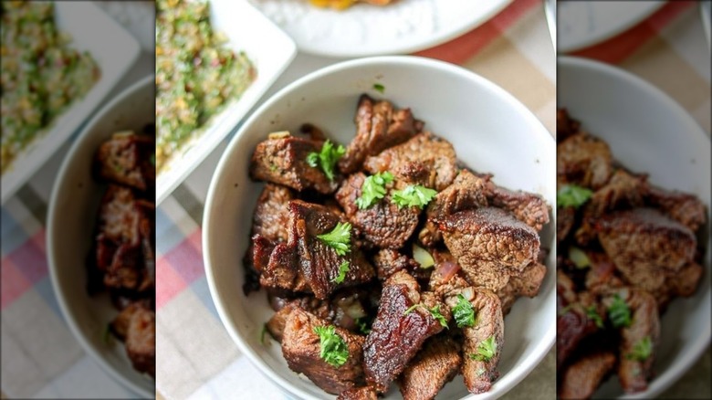 Haitian beef tasso in a bowl