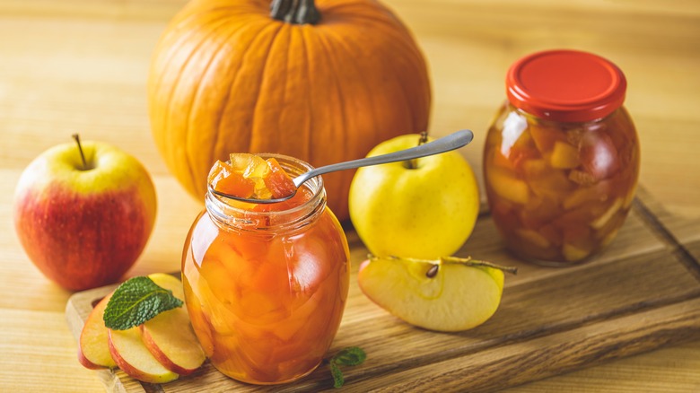 jar of pumpkin-apple marmalade